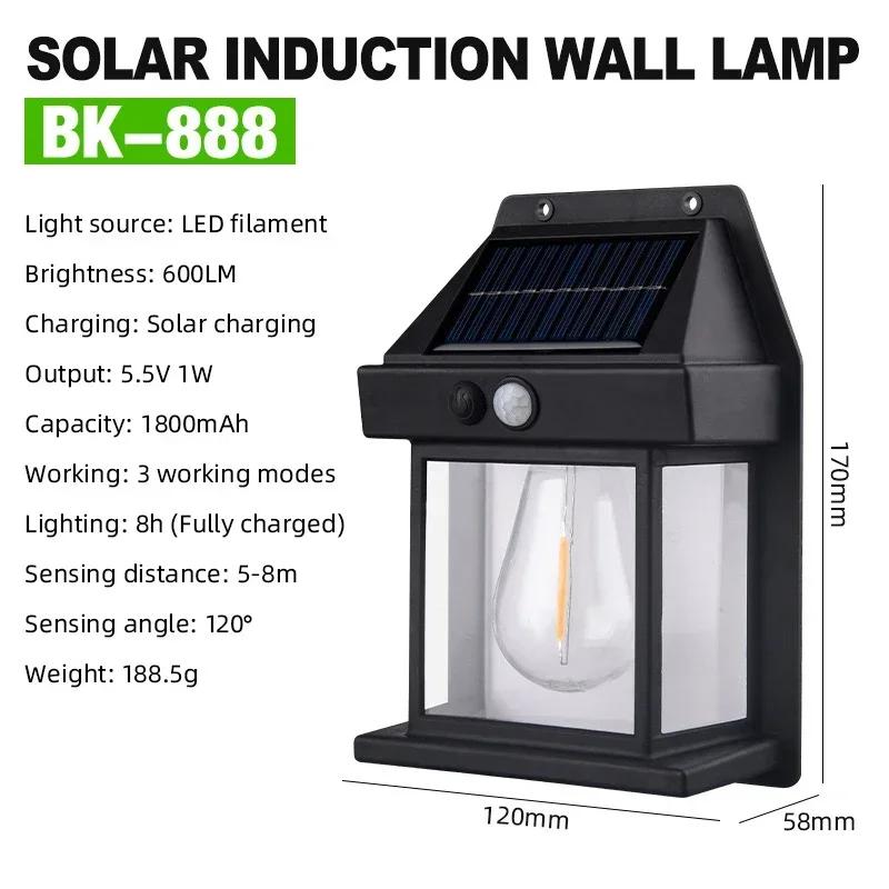 Solar Tungsten Wall Light Human Induction Light Outdoor Waterproof Garden Villa Lighting lamp Landscape Night Light