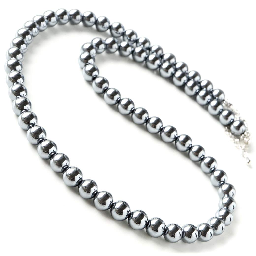

[GOLD STONE] Genuine Terahertz Ore Necklace, 8mm, High Purity, with Adjustable Hook (5cm), Approx. 50cm Long