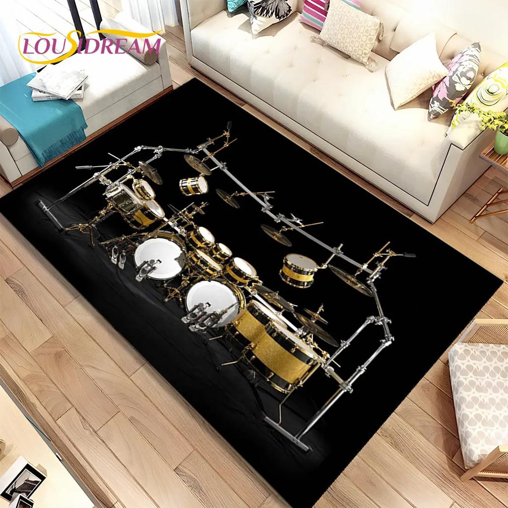 Drum Kit Music Drum Set Instruments Area Rug,Carpet Rug for Home Living Room Bedroom Sofa Doormat Decor,kids Non-slip Floor Mat