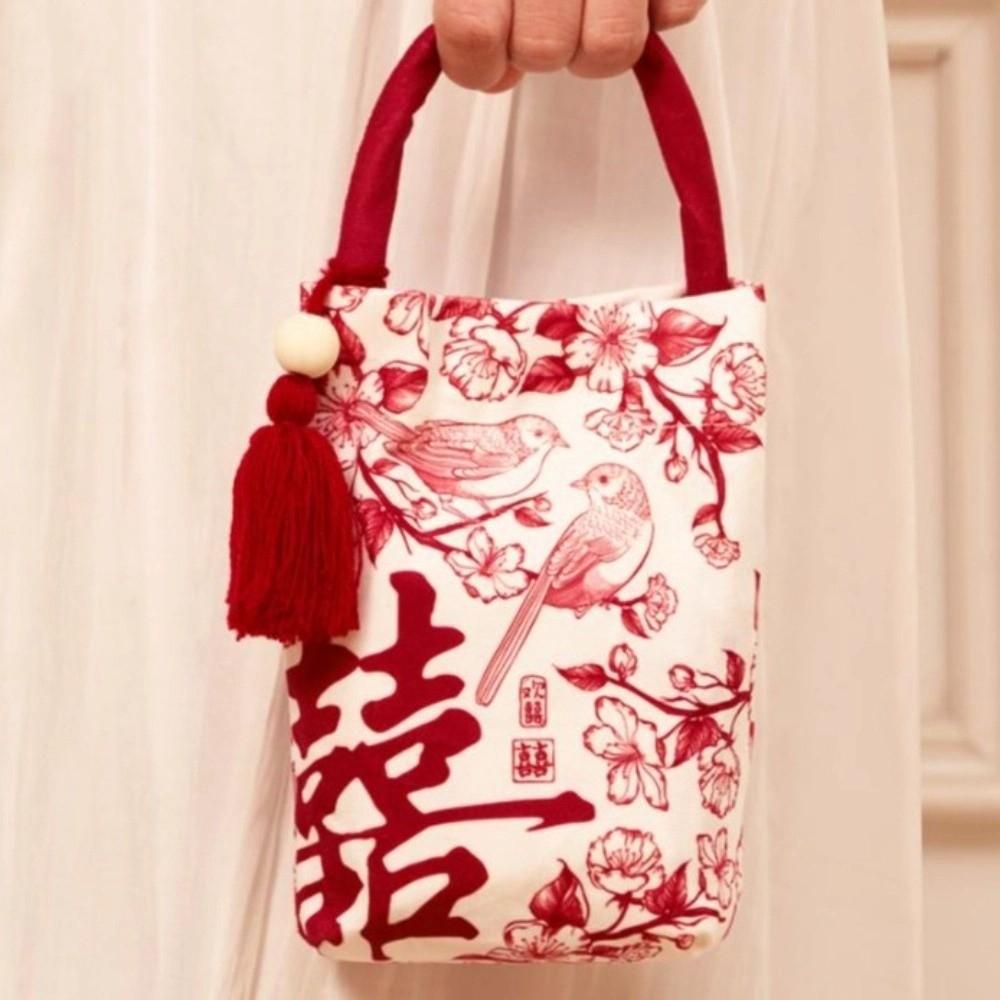 Blessing Words Chinese Wedding Candy Bag Drawstring 2026 Money Pocket Brocade Red Envelope  Wedding