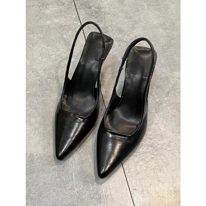 Fashion 2025 New Fashion Pointed Thin Heel High Heel Single Shoes Women's Style Baotou Casual High Heel Sandals Zapatos Mujer Size 35-40