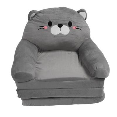 Kids Couch Toddler Chair Plush Cute Cat Fold Out Floor Seating Cushion Armrest Sofa Bed for Napping