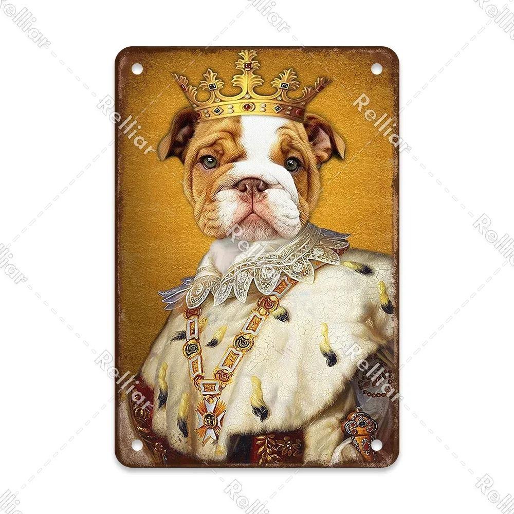 Metal Sign Gentleman Dog Wall Decor, Vintage Tin Plate for Living Room 20x30 cm