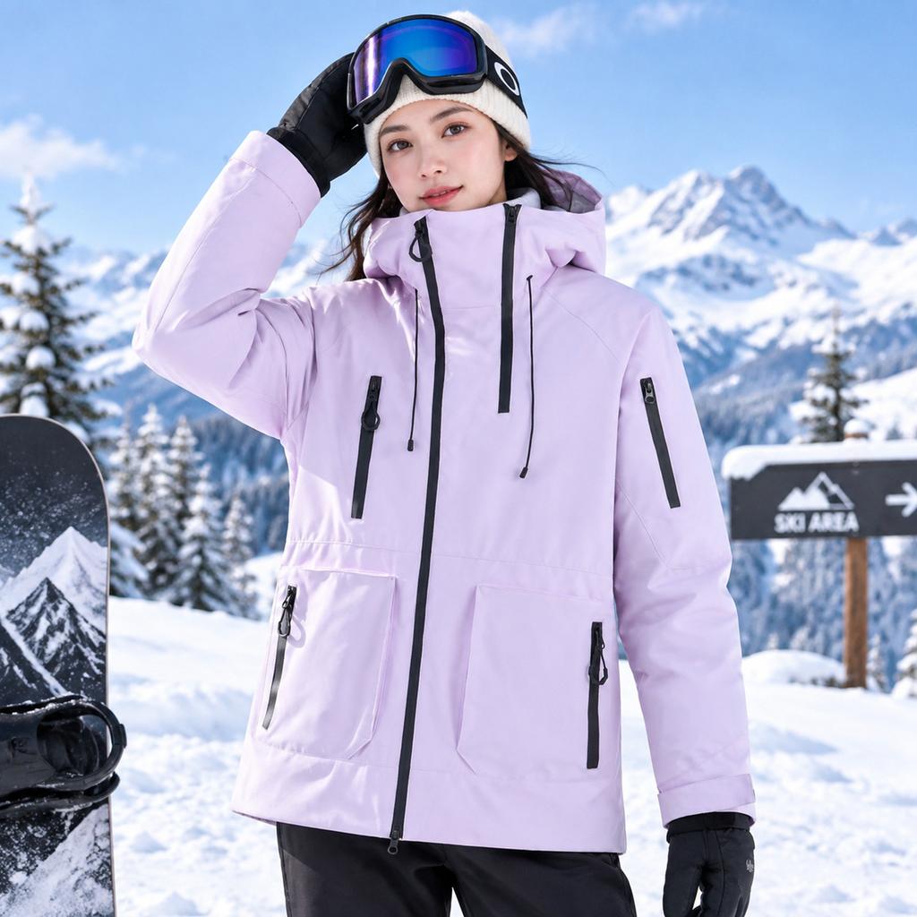 Outdoor Ski Jacket for Men and Women Snowboard Coat Breathable Warm Insulation Sport Skiing Jackets Unisex Windproof Waterproof Snow Jackets with Hood