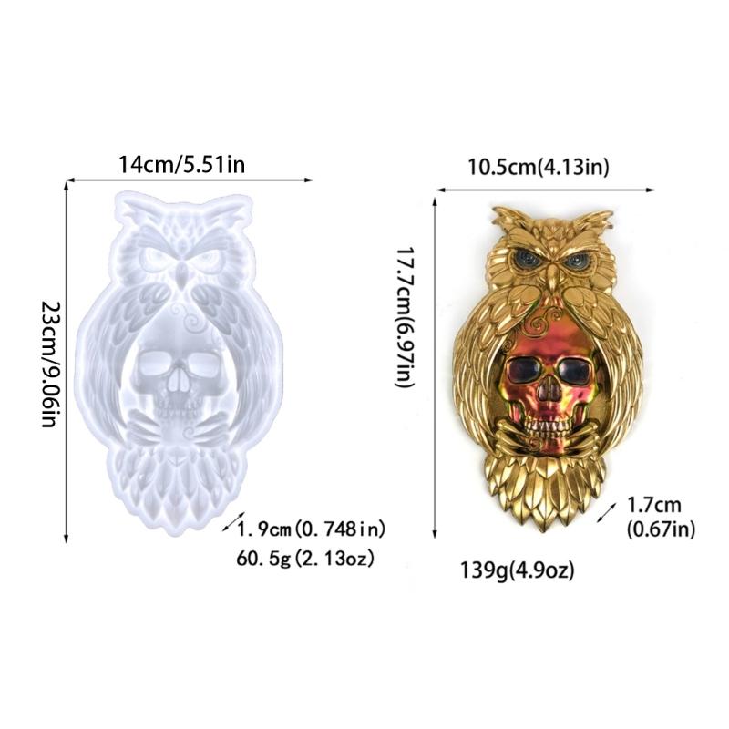 Semi-stereoscopic Owl Skull Wall Ornaments Drop Glue Mold Diy Wall Pendant Desktop Decoration Epoxy Silicone Mold