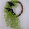 Halloween Beauty Beard Crow Wreath, Door Hanging Decoration Halloween Garden Plant Vine Circle Wall Decoration