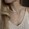 Moderne Vintage Silberfarbene Geometrische Perlenketten Halskette Für Frauen Weiblich Boho Quaste Herz Anhänger Schmuck
