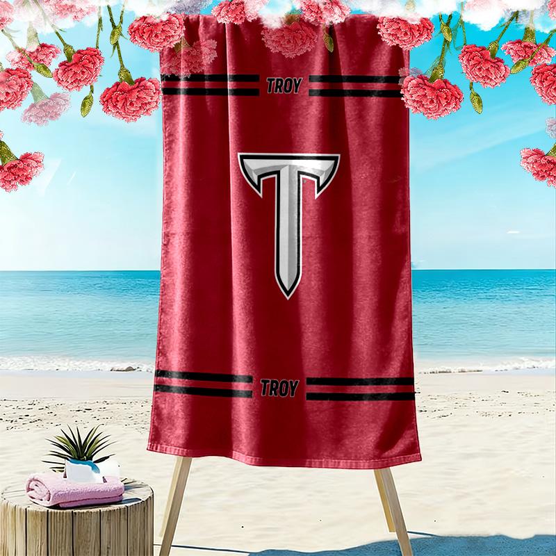 Troy Trojans Print Beach Towel, Large Soft Quick Dry Towel for Beach Camping Swimming