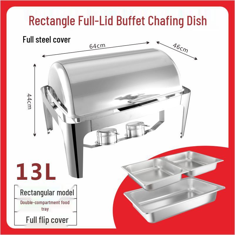Gold-Plated Stainless Steel Chafing Dish with Glass Lid