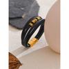 Yhpup 68mm Leather Braided Handmade Layered Men Bracelet Bangle Jewelry Waterproof Stainless Steel Personalized Accessories