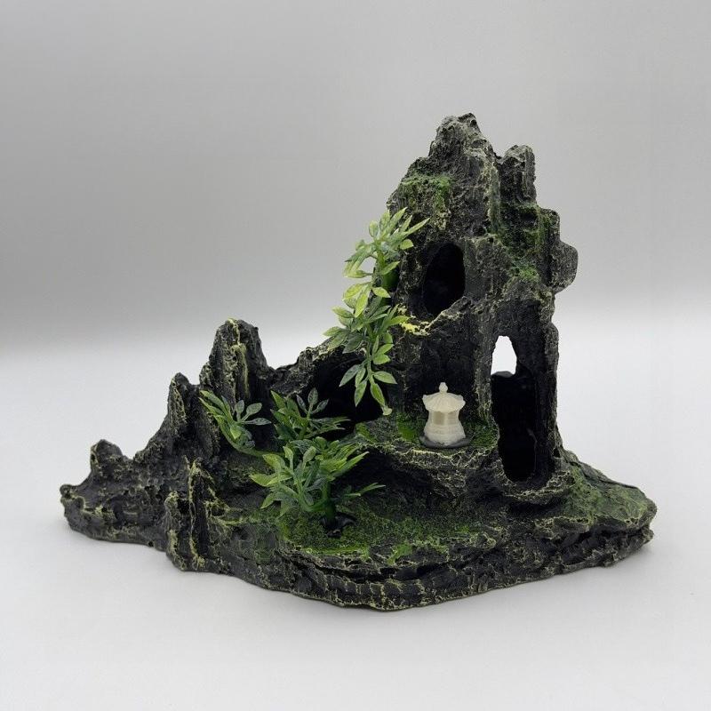 Aquarium Fish Tank Landscaping Rockery, Rural Style Resin Handicrafts, Realistic Stone Mountain Decorative Items