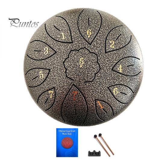 Compact Music Drum 6-Inch Steel Tongue with Mallets Note Stickers 11 Notes C Key Yoga Meditation Sound Therapy Hand Pan Musical Percussion Instrument