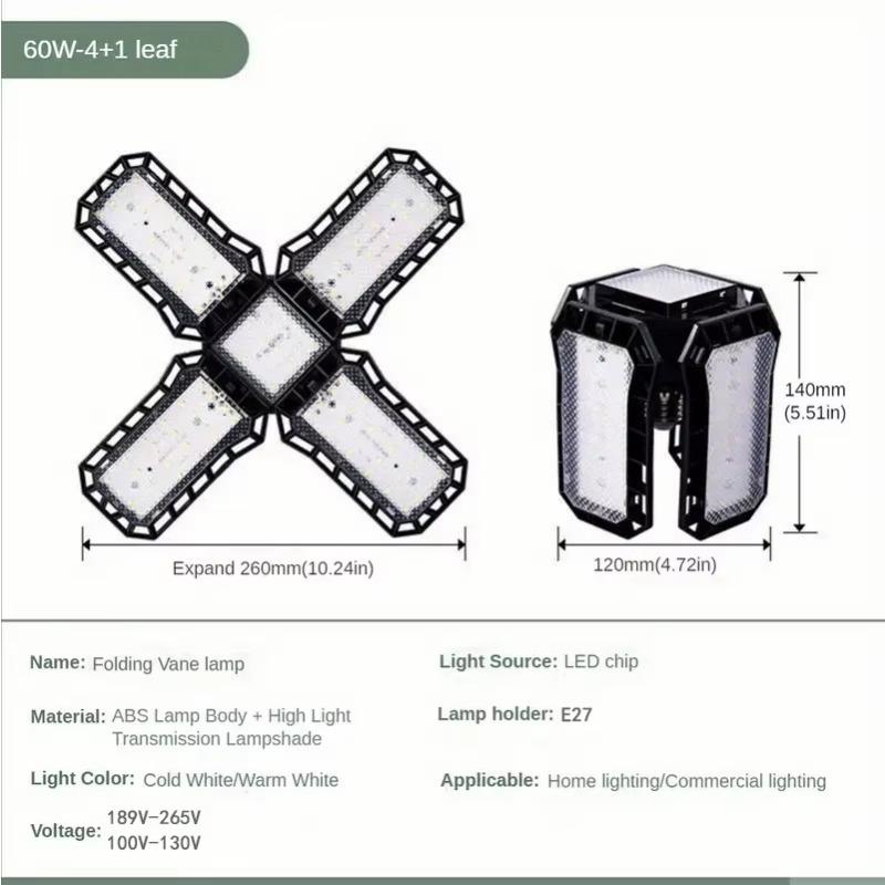 15000LM 150W Katlanabilir LED Ampuller E27 Garaj Lambası Ayarlanabilir Çoklu Panel Market Mağaza Tavan Lambası Atölye Depo Aydınlatma
