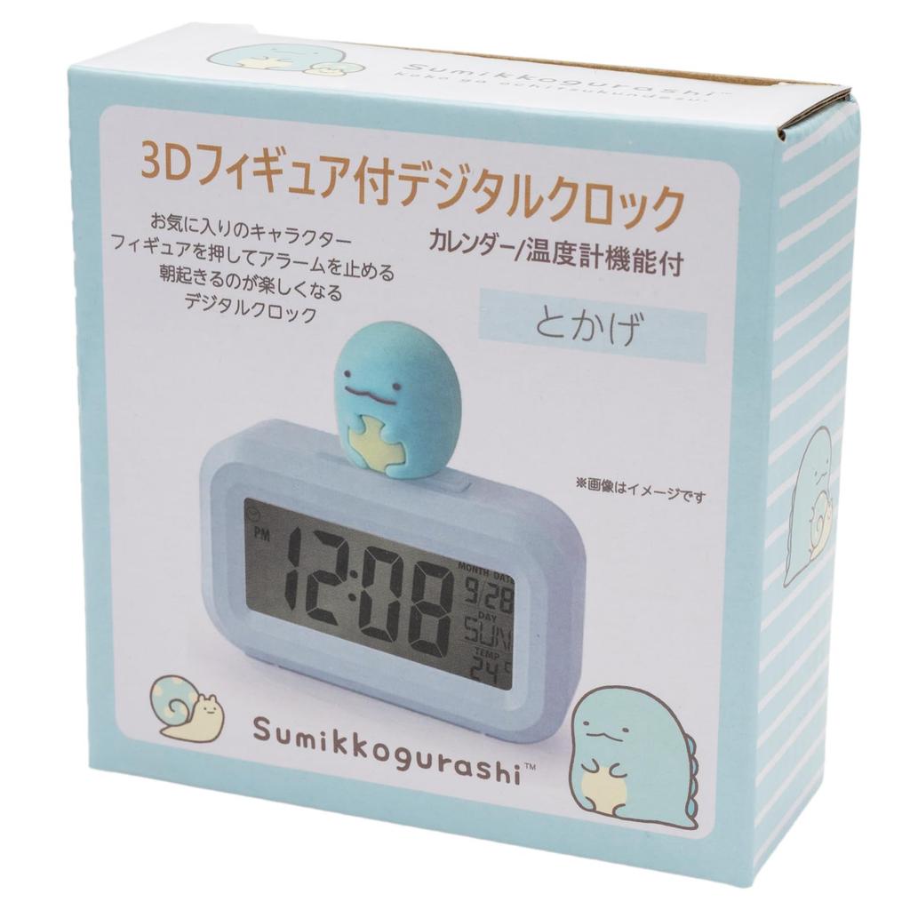 ALIAS Digital Desk Clock with Sumikkogurashi 3D Figure, Calendar, Thermometer, Blue (Tokage) AC24025SXSG-BU