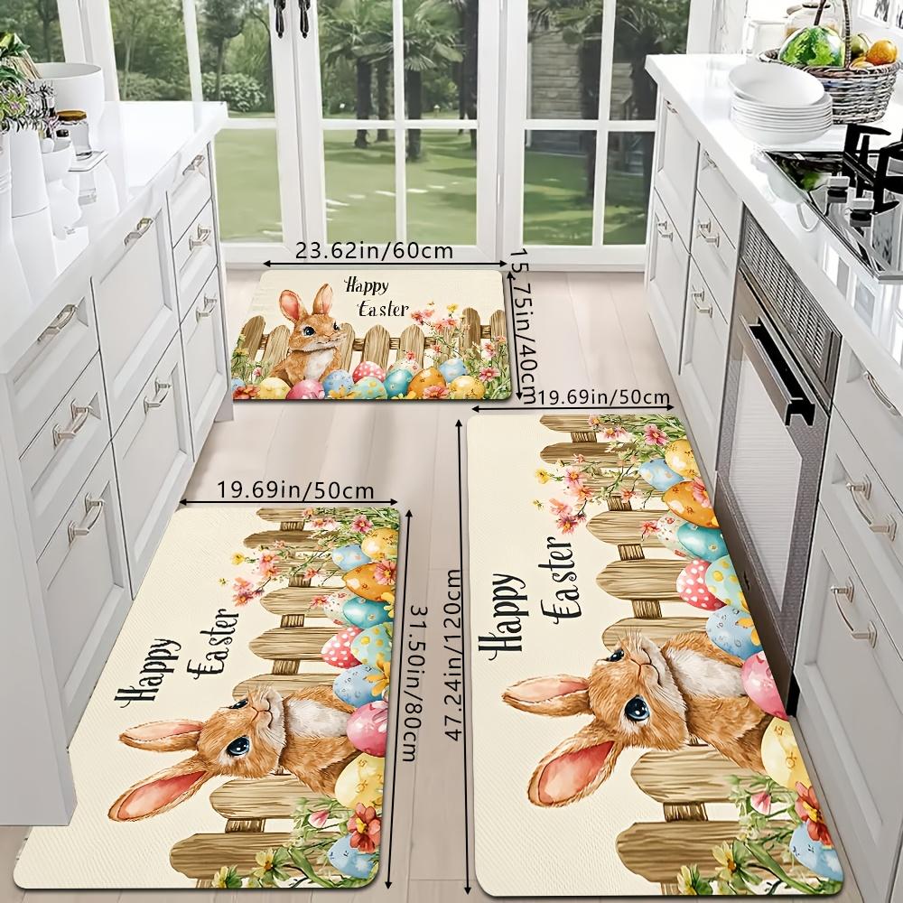 1 sztuka Wodoodporna, antypoślizgowa, grubo amortyzująca mata kuchenna z nadrukiem wielkanocnym, wytrzymała, komfortowa mata do stania do kuchni, łazienki