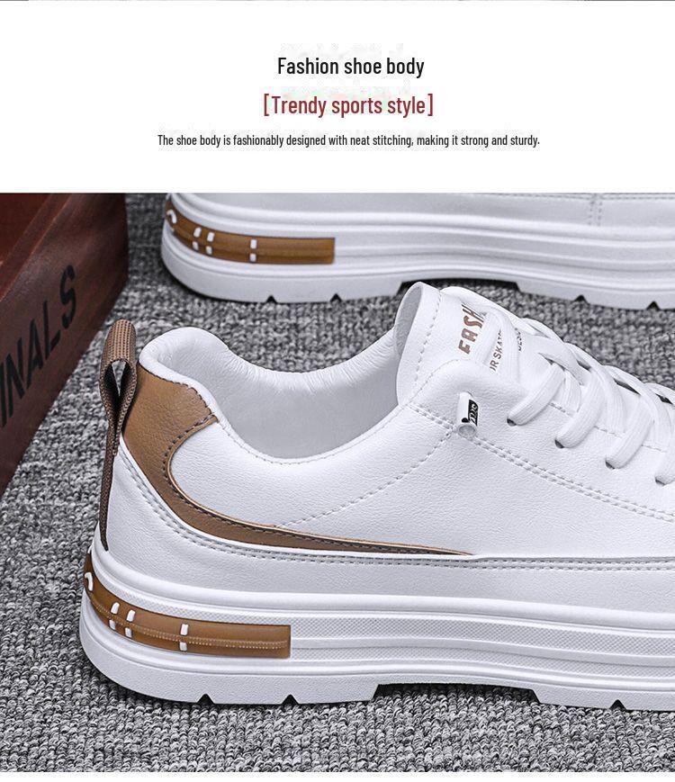 Men's Trendy Spring White Sports Shoes: Breathable, All-Match, Thick-Soled, Casual Flats