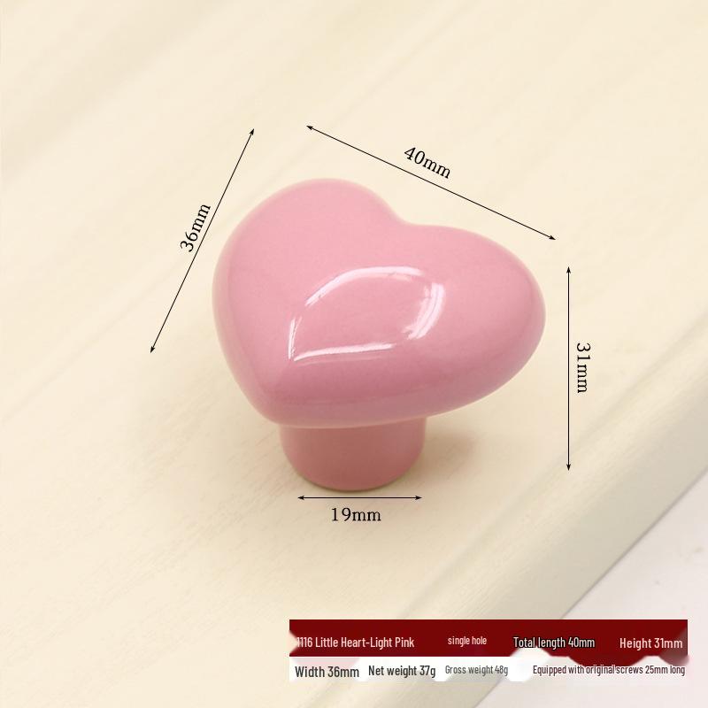 Heart-Shaped Children's Cartoon Ceramic Drawer and Cabinet Handles