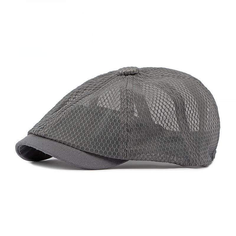 Summer Full Mesh Newsboy Cap for Men Women Breathable Octagonal Hat British Retro Flat Cap Sun Protection Outdoor Painter Hat Peaked Cap