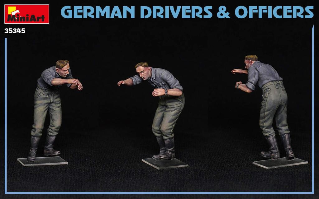 MiniArt Scale German Soldier Driver Officer Set Plastic Model Kit MA35345 1/35 & (4 Figures)