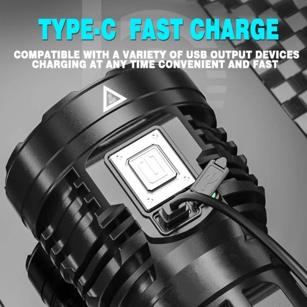 Lanterna LED de exterior reîncărcabilă USB, lanternă super luminoasă pentru camping în aer liber, pescuit, drumeții