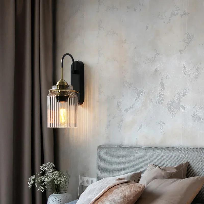 American Style Vintage LED Bathroom Mirror Light Waterproof Glass Lampshade Bedroom Stair Bedside Retro Wall Lamp Sconce