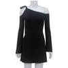 Abito da donna Pure Style Scollo obliquo Spalle scoperte Manica a tromba Allacciato Slim Moda Sexy Elegante Abito corto