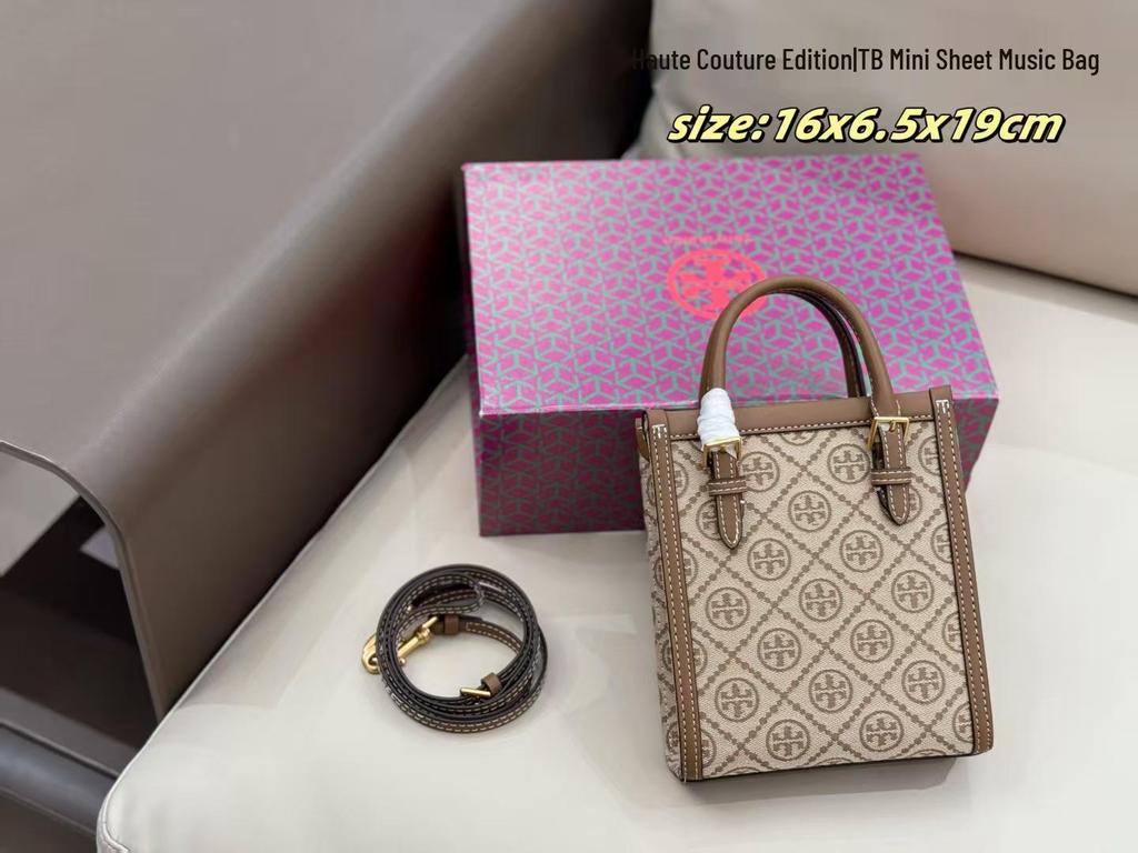 TB Mini Monogram Music Sheet Canvas Tote - Fashionable Handbag & Crossbody Bag for Women