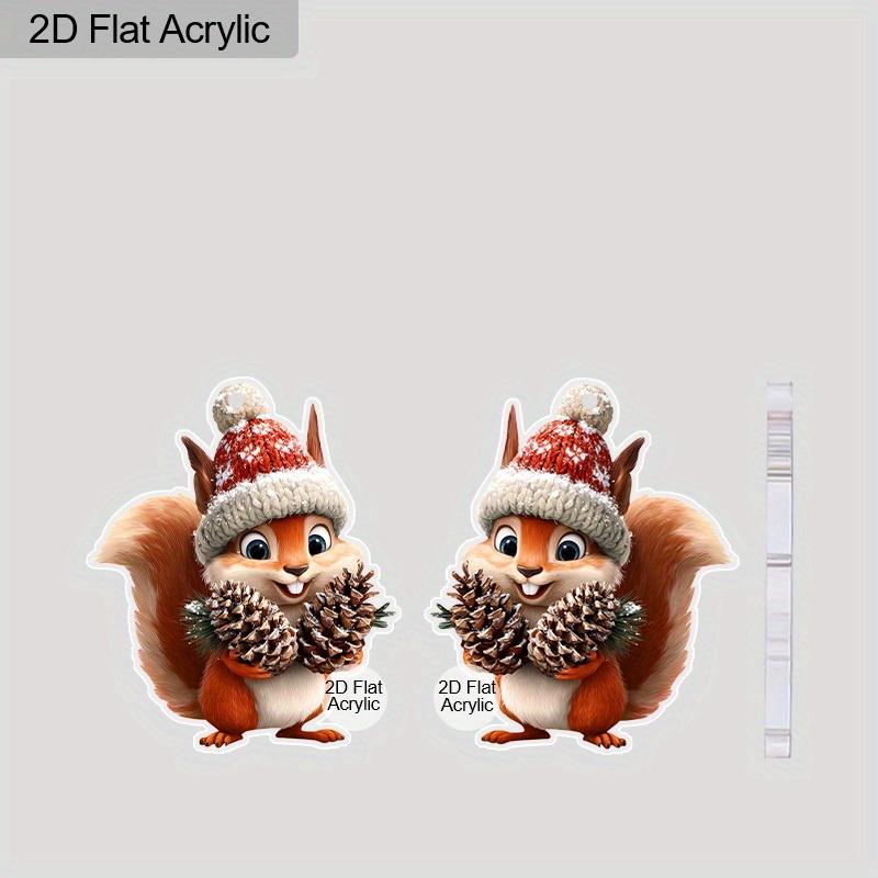 2D Flat Acrylic Cute Christmas Hat Squirrel Pinecone Pendant Earrings, Suitable As A Holiday Gift for Women, Holiday Party Decoration Jewelry.