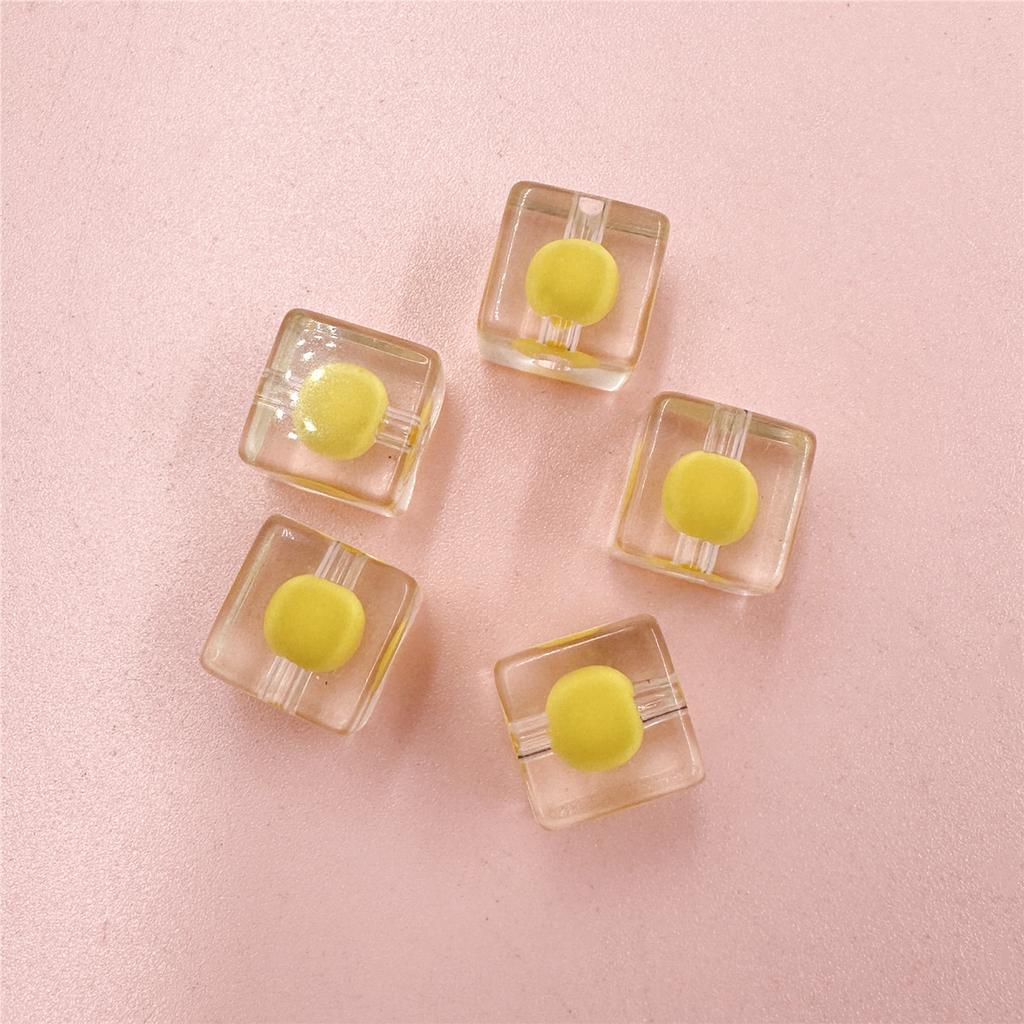 10Pcs Transparent Sandwich Square Bright Face Acrylic 12mm Jewelry Accessories Fashion Loose Beads DIY Bracelet Handmade Keychain Making Material