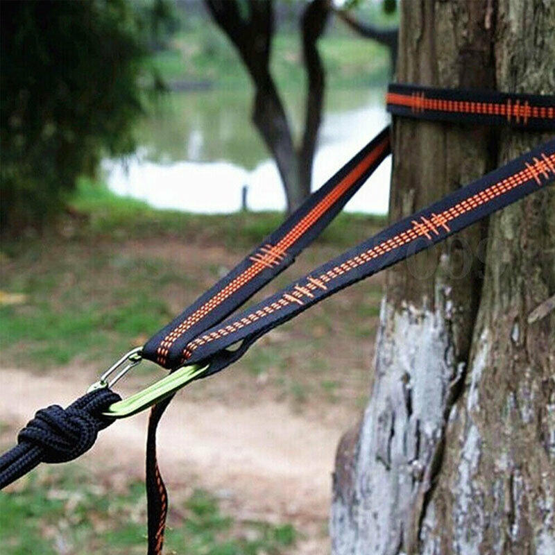 2PC Hammock Straps Special Reinforced Polyester Straps 5 Ring High Load-Bearing Barbed Black Outdoor Camping Hammock Straps