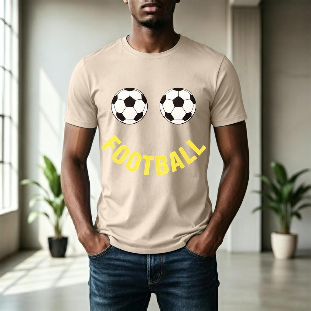 Men's Short Sleeve Crew Neck T-Shirt with Football Print Graphic Casual Fit Comfortable Soft Fabric Lightweight Design