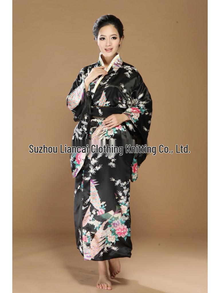 

Кімоно Павича Великого Розміру Жіночий Піжамний Халат - Костюм для Аніме Фотосесії та Японський Формальний Одяг One Size чорний