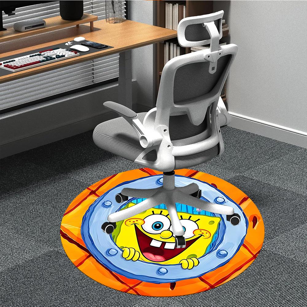 

1pcSpongeBob Square Office Round Area Rug, Indoor Mat Suitable For Office, Under Office Chairs Bedroom Living Room Home Decor, Room Deco102 80cm by 80cm