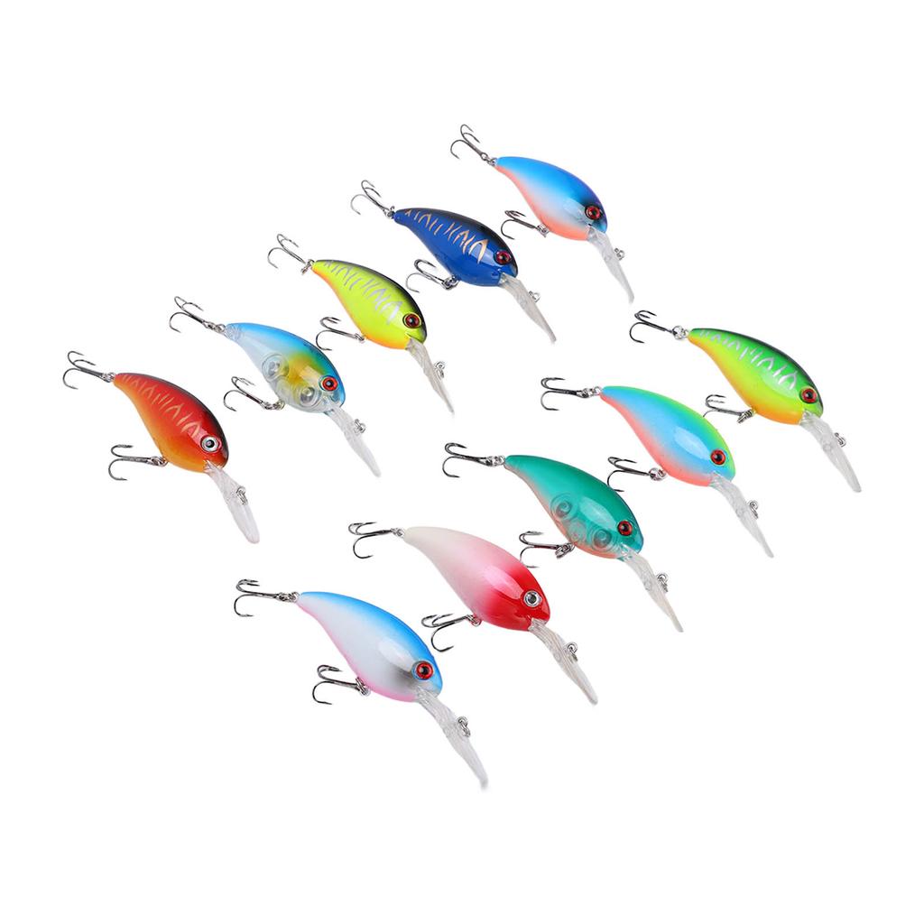 10Pcs Artificial Crankbait 3D Fishing Bait Fishing Accesories for Bass Pikes Freshwater