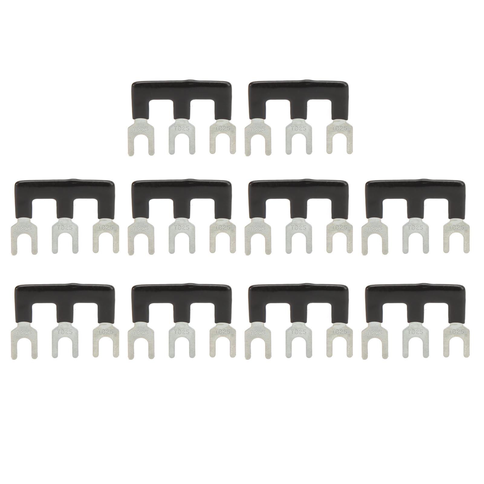

10Pcs Terminal Strip Black 25A Red Copper PVC Fork Type Good Conductivity Terminal Blocks for