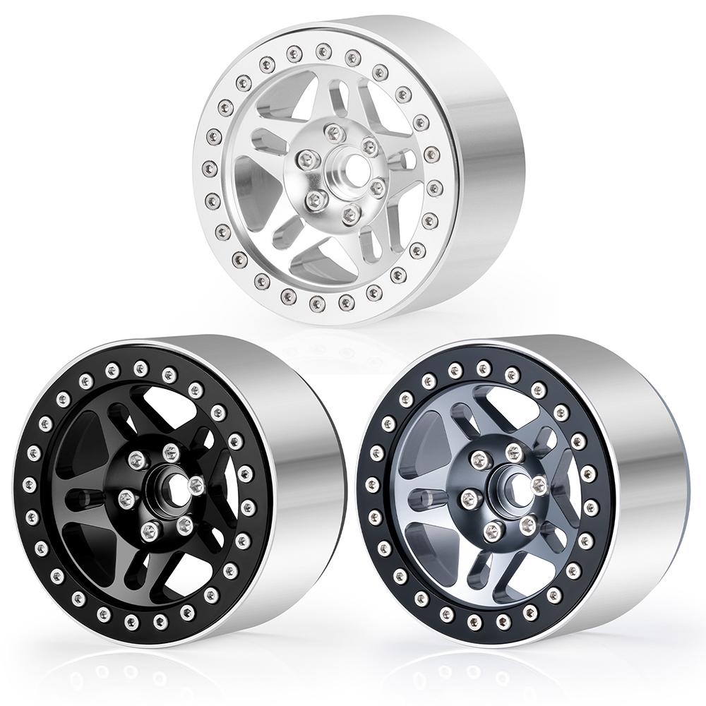 YEAHRUN 4pcs Aluminum Alloy Beadlock 2.2 inch Wheel Rims Hubs for Axial SCX10 Wraith TRX-4 1/10 RC Crawler Car Upgrade Part