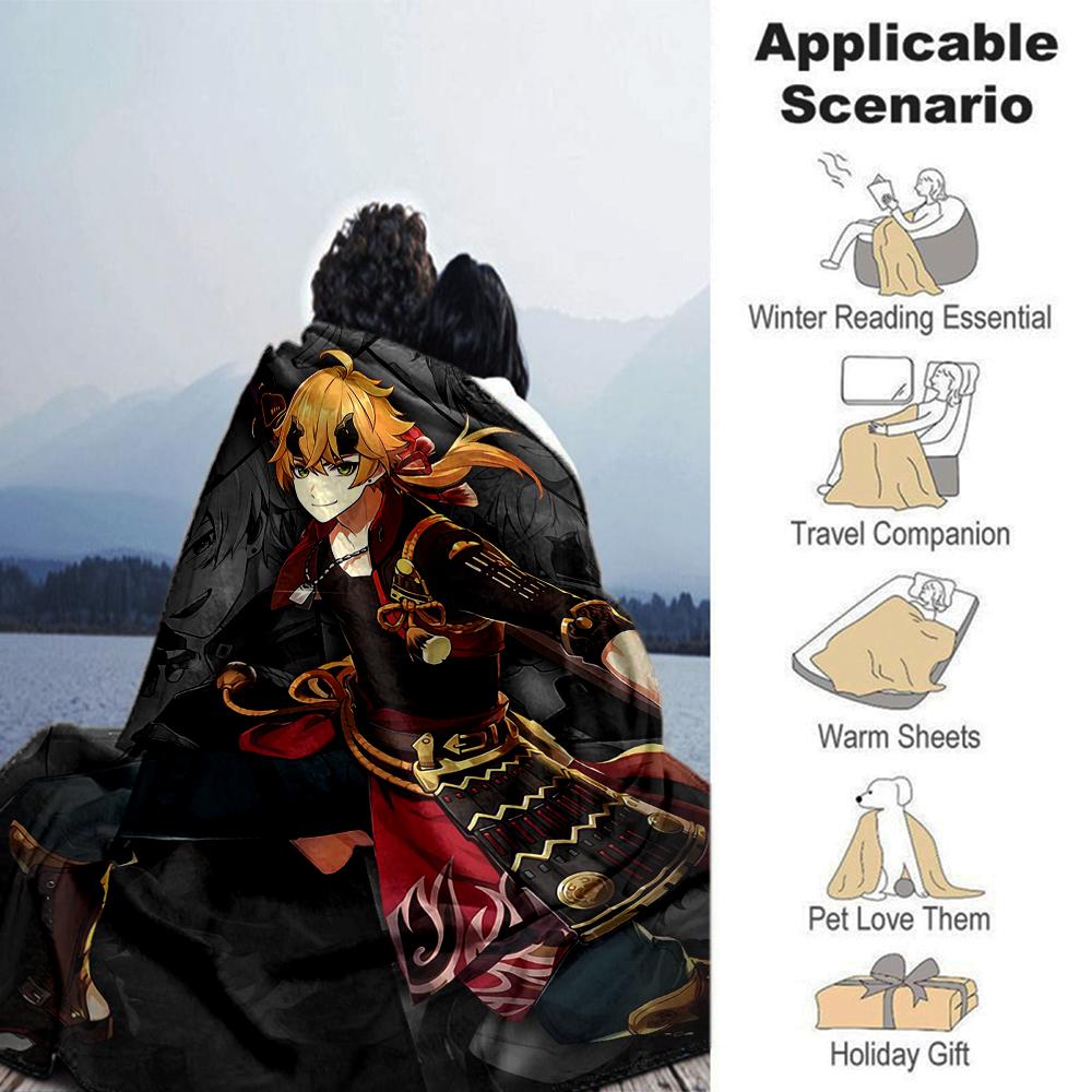 1Pc Genshin Impact Anime Character Blanket Soft Comfortable Polyester Blanket All Season Use Suitable Bedroom Office Outdoor Christmas Gift Choice Pri