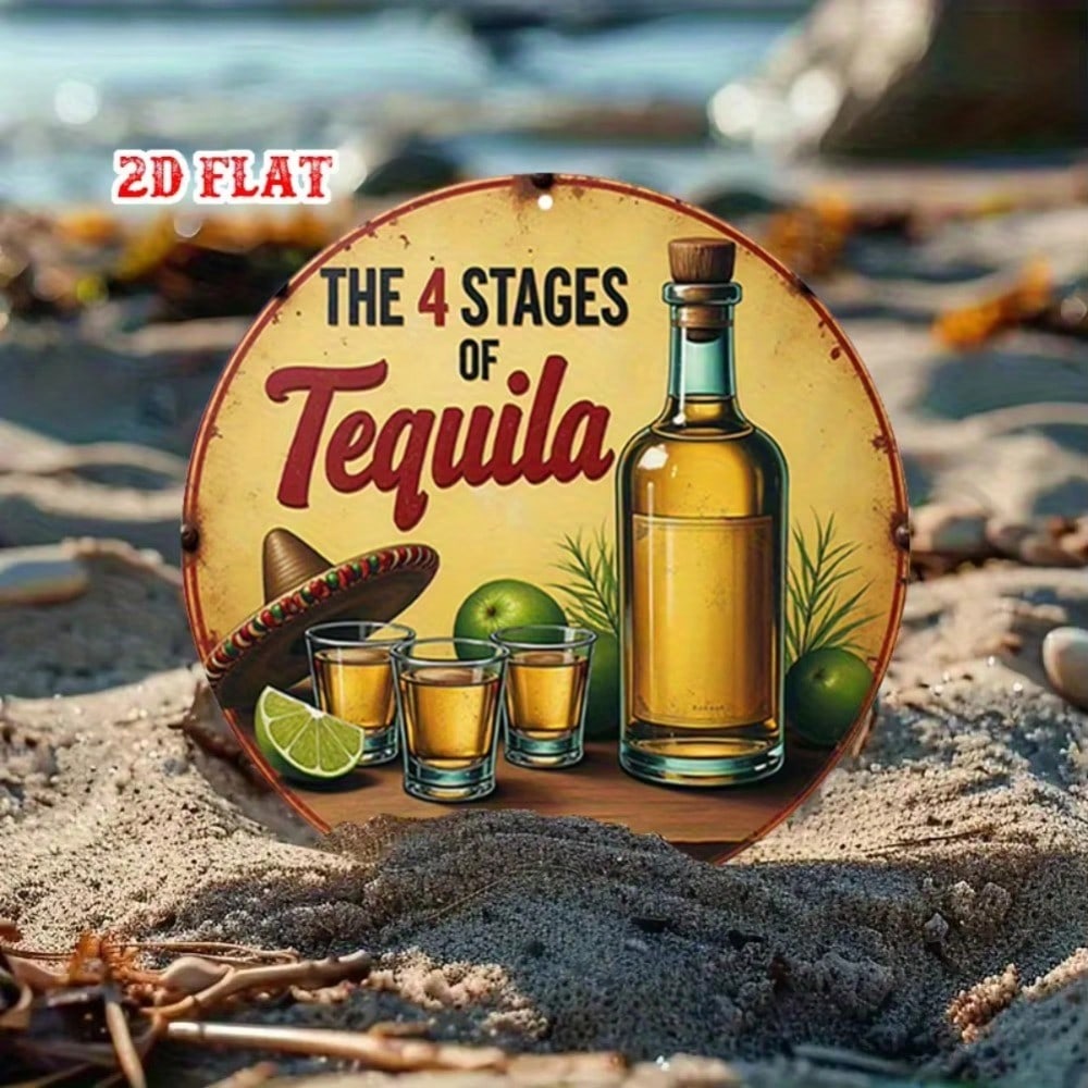 Vintage Tequila Bottle Metal Tin Sign Wall Art Rustic Home Decor Plaque