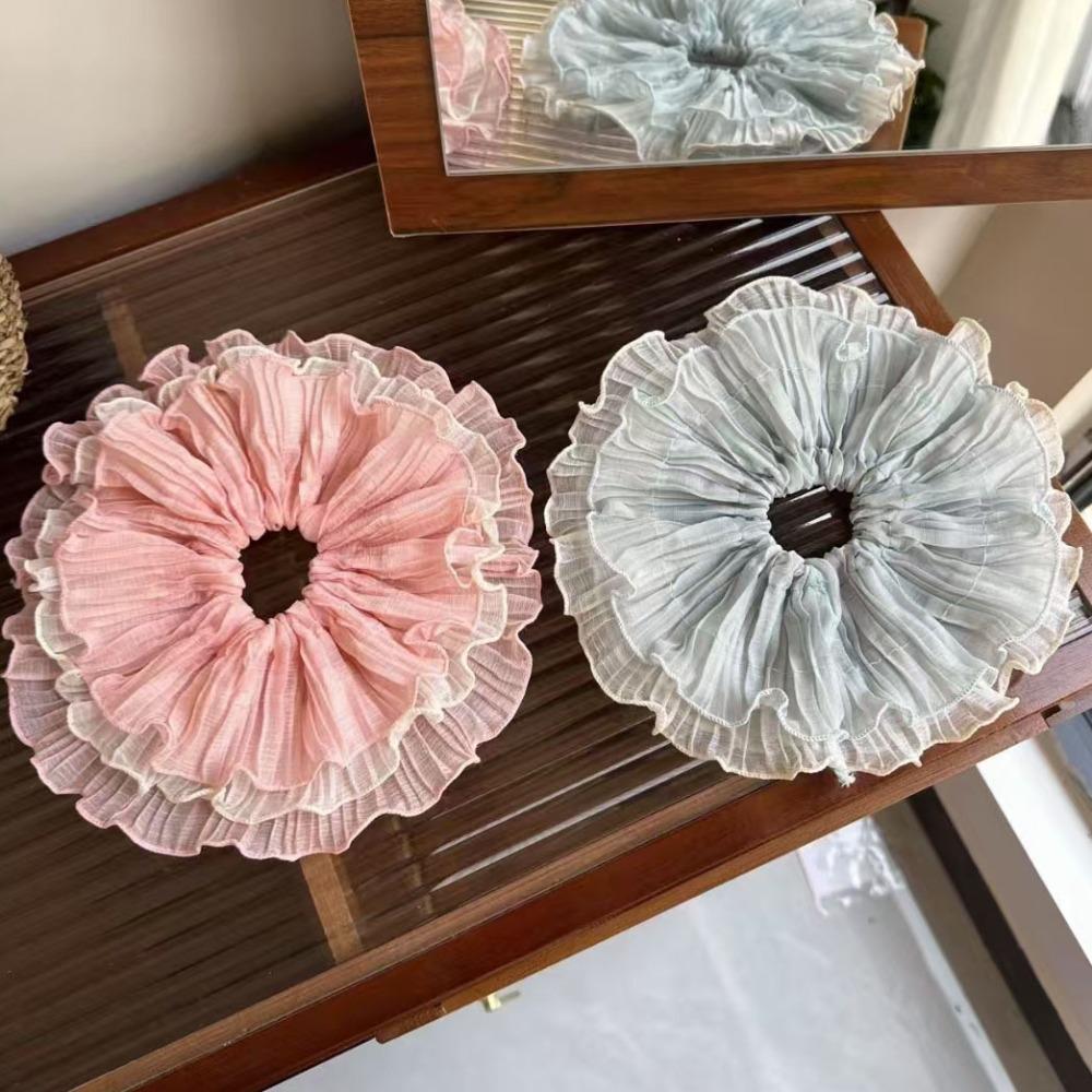 Premium Sense Hair Bands Chiffon Hair Accessories Korean Style Wavy Lace Scrunchie  Women