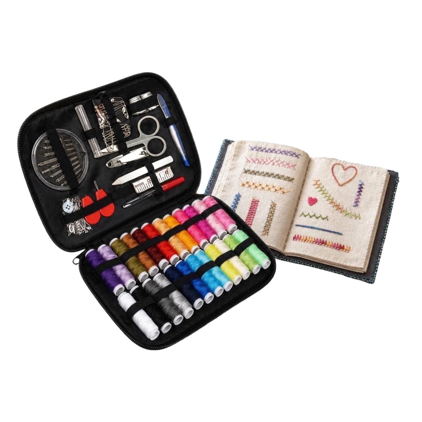 Portable Sewing Kit - 90 Piece Household Sewing Tool Set with Embroidery Book One Size