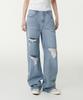 MUSINSA STANDARD WOMAN Women'S Multi-Distressed Wide Denim Pants [Light Indigo]
