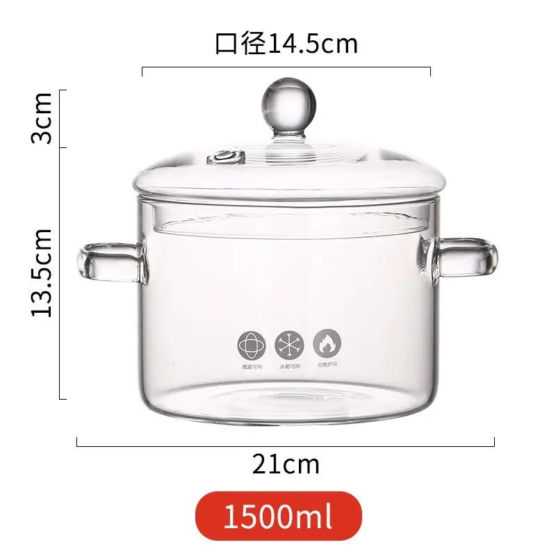 High Borosilicate Glass Saucepan for Cooking, Clear Cooking Pot, Gas Open Fire, High Temperature Resistant, Cookware, New, House