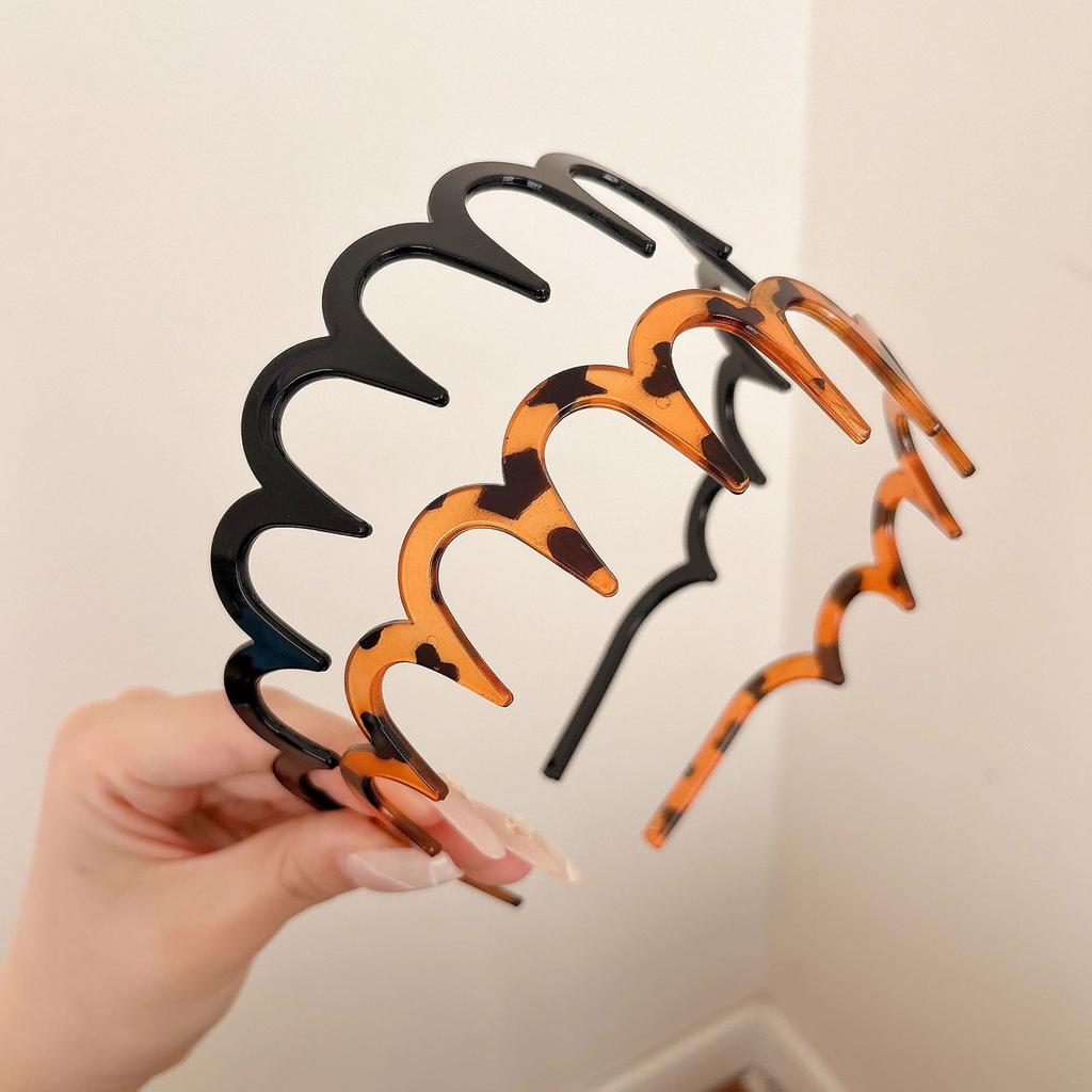 2Pcs Headband with Teeth Slip Resistant Wavy Plastic Hair Hoop Women Hairpiece Accessory For Festival Event Daily Use