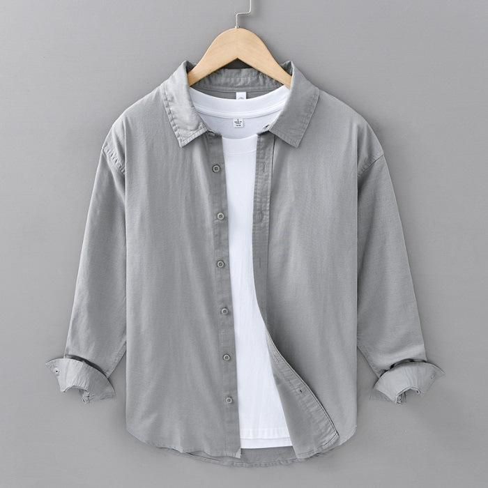 Spring and Summer Linen Long-sleeved Shirt Men's Casual Cotton Linen Shirt Literary Men's Linen Top