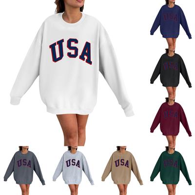 Mote Casual Langermet Genser Topp for Kvinner med Bokstavtrykk og Rund Hals