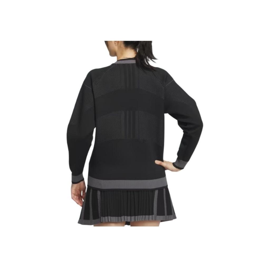 Adidas Badge Crew Neck Fitted Long Sleeve Sweater Women sweater Black HZ6039
