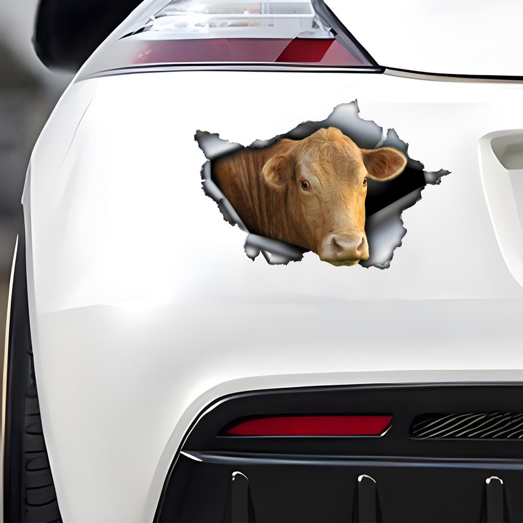 3D Cow Car Sticker, Fun Waterproof Sticker for Cars, Trucks, Motorcycles, Walls, Windows, PVC Material