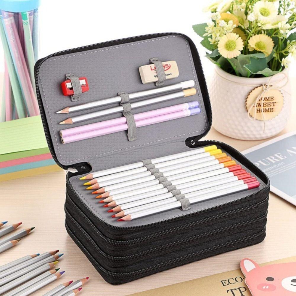 4 Layers Pencils Case 72 Holes School Stationery Bag Portable Pen Pouch  Office Accessories