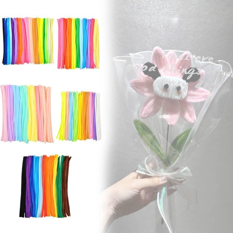 Plush Colored Twisting Rod Diy Simulation Strips Folding Rod Flowers Kid Toy