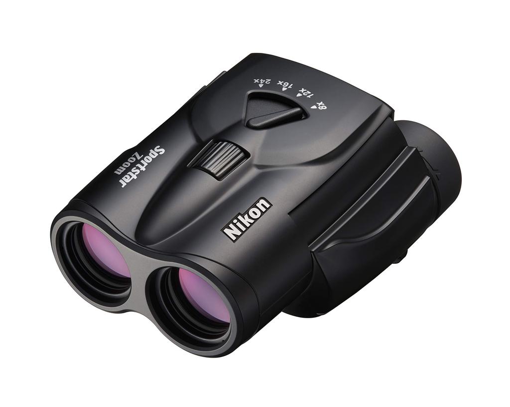 Nikon Sportstar Zoom 8-24x25 Porro Prism Binoculars, 8-24x Magnification, 25mm Aperture, Black (SPZ8-24X25BK)